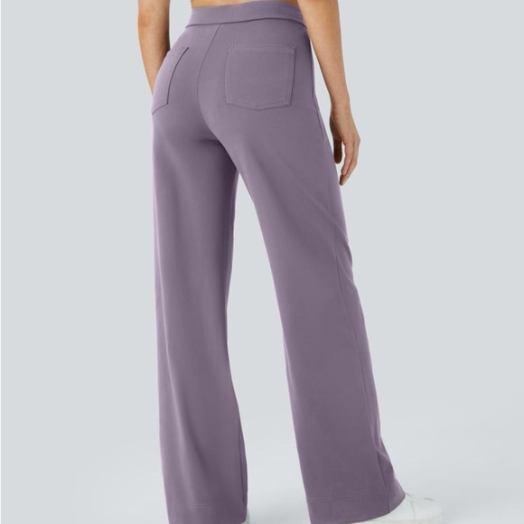 Halara High Waisted Button Multi Pockets Straight Leg office yoga Pants Med Tall - Picture 2 of 9